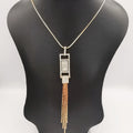 Rectangular Bling Golden Necklace - CZ Crystals - Offer Hunts