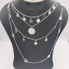 Majestic Round Danglers Multi Layer Necklace - Silver - Offer Hunts