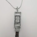 Rectangular Bling Silver Necklace - CZ Crystals - Offer Hunts