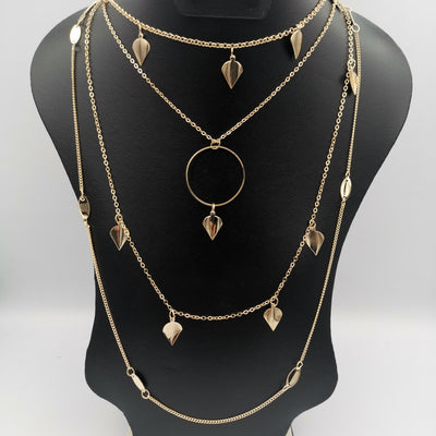 Leaf Multi Layer Necklace - Golden - Offer Hunts