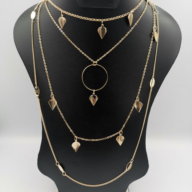 Leaf Multi Layer Necklace - Golden - Offer Hunts