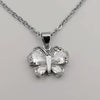 Butterfly Silver Necklace - CZ Crystals - Offer Hunts