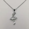 Dancing Ballerina Silver Necklace - CZ Crystals - Offer Hunts