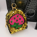 Yellow Strawberry Reversible Glitter Sequin Purse - Offer Hunts