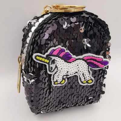 Black Unicorn Reversible Glitter Sequin Purse - Offer Hunts
