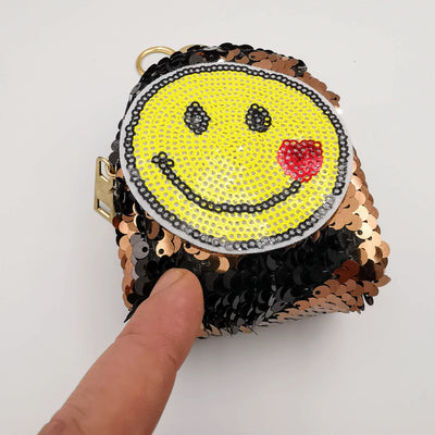 Bronze Smiley Glitter Sequin Purse - Offer Hunts