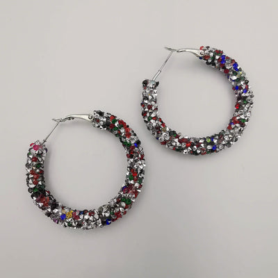 Glitter Round Earrings - Medium Size - 6 Colors - 2 Sizes - Offer Hunts