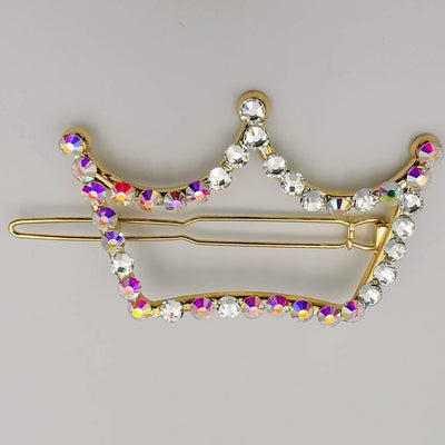 Crown Hair Clip - Golden Rhinestone - Offer Hunts