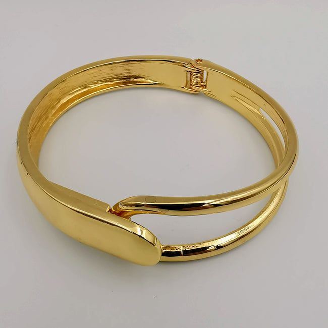 Golden Adjustable Stainless Steel Bangle Bracelet - Offer Hunts