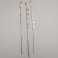 [3 Anklet Set] Round Button Design - Silver + Yellow Gold + Rose Gold - Offer Hunts