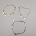 [3 Anklet Set] Round Button Design - Silver + Yellow Gold + Rose Gold - Offer Hunts