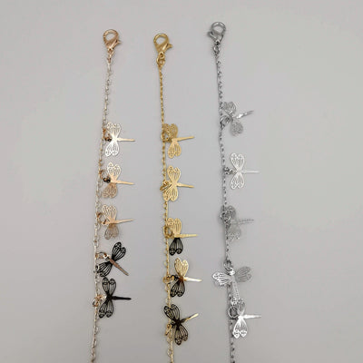 [3 Anklet Set] Butterfly Design - Silver + Yellow Gold + Rose Gold - Offer Hunts
