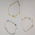 [3 Anklet Set] Butterfly Design - Silver + Yellow Gold + Rose Gold - Offer Hunts