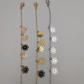 [3 Anklet Set] Flower Design - Silver + Yellow Gold + Rose Gold - Offer Hunts