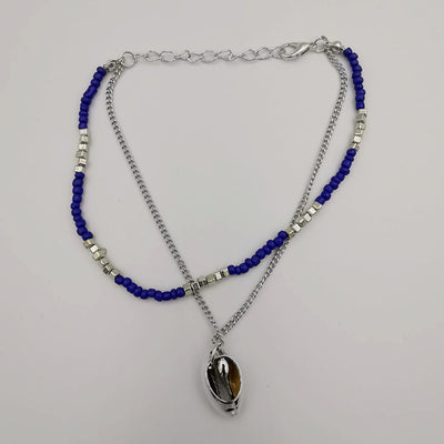 Fashion Anklet - 2 Layer - Blue/Silver - Handmade - Offer Hunts
