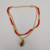 Fashion Anklet - 2 Layer - Red/Golden - Handmade - Offer Hunts