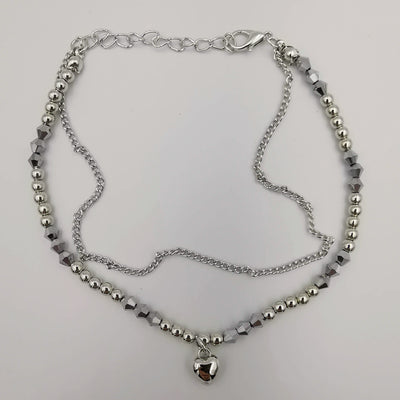 Fashion Anklet - 2 Layer - Grey/Silver - Handmade - Offer Hunts