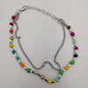 Fashion Anklet - 2 Layer - Multi Color/Silver - Handmade - Offer Hunts
