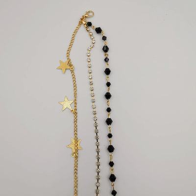 Fashion Star Anklet - 3 Layer - Black/Golden - Handmade - Offer Hunts