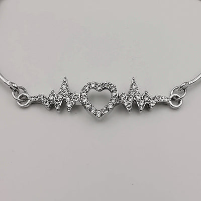 Heart Zirconia Diamond Bracelet - Silver - Offer Hunts