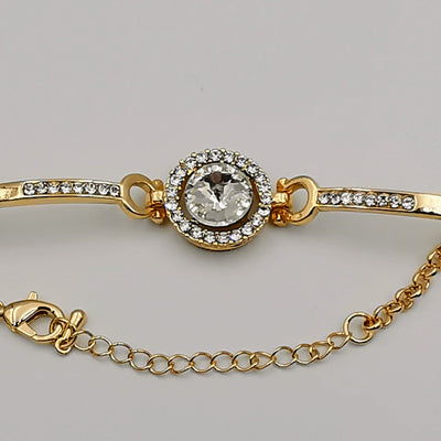 Round Zirconia Diamond Bracelet - Golden - Offer Hunts