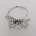 Butterfly Silver Adjustable Ring with Zirconia Diamond - Offer Hunts