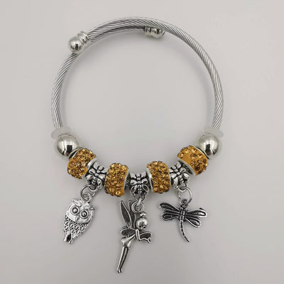 Yellow Charm Bracelet with Crystals - Offer Hunts