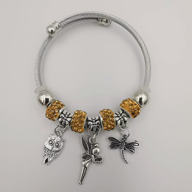 Yellow Charm Bracelet with Crystals - Offer Hunts