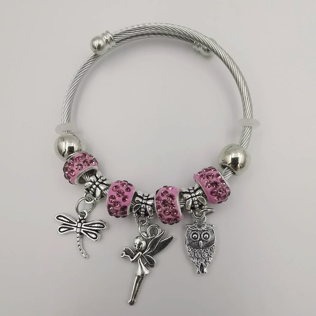 Purple Charm Bracelet with Crystals - Offer Hunts