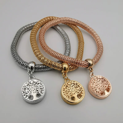 3 Bracelet Charm Set - Tree of Life - Silver + Gold + Rose Gold - Offer Hunts