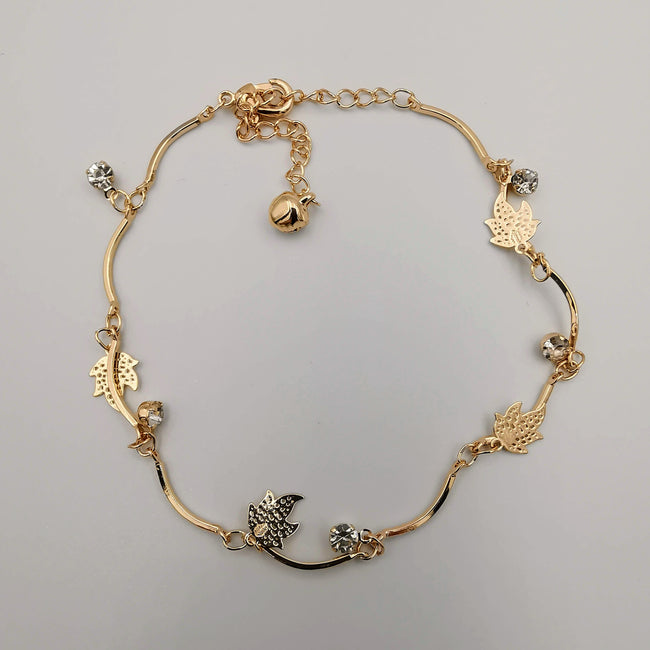 Leaf Design Anklet - 24K Gold Plate - Offer Hunts