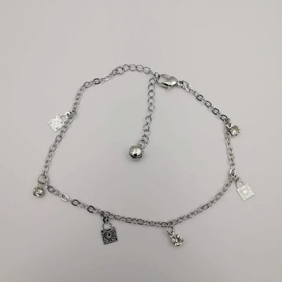 Padlock Design Anklet - 24K White Gold Plate - Offer Hunts