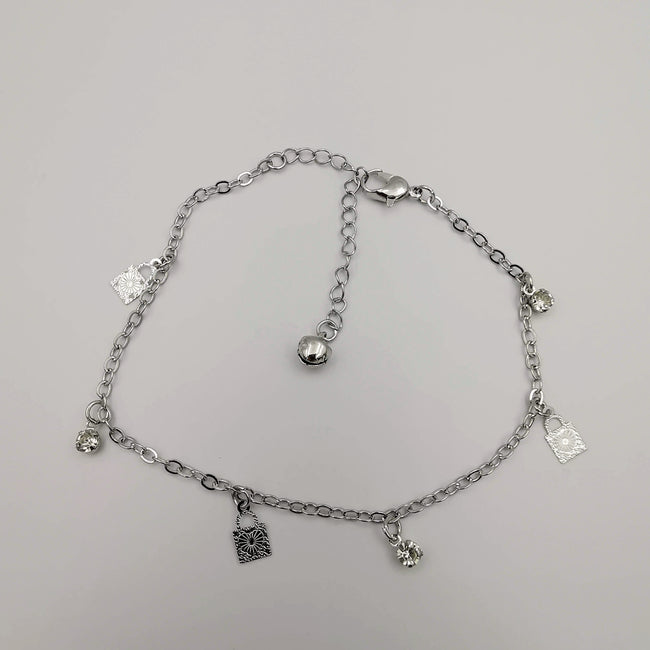 Padlock Design Anklet - 24K White Gold Plate - Offer Hunts