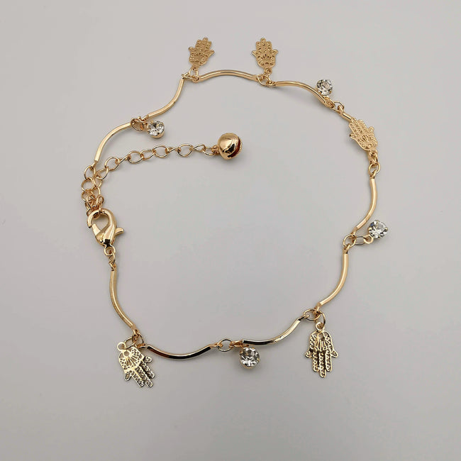 Hand of God Design Anklet - 24K Gold Plate - Offer Hunts