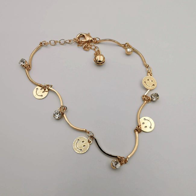 Smiley Design Anklet - 24K Gold Plate - Offer Hunts