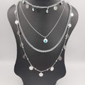 Evil Eye Danglers 4 Layer Necklace - Golden and Silver - Offer Hunts