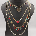 Colorful Stone Danglers 4 Layer Necklace - 5 Designs - Offer Hunts