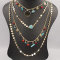 Colorful Stone Danglers 4 Layer Necklace - 5 Designs - Offer Hunts