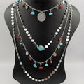 Colorful Stone Danglers 4 Layer Necklace - 5 Designs - Offer Hunts