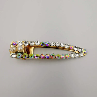 Double Pearl Hair Clip - Golden Rhinestone - Offer Hunts