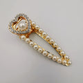 Heart Hair Clip - Golden Pearl Crystals - Offer Hunts