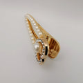 Heart Hair Clip - Golden Pearl Crystals - Offer Hunts