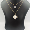 Pearl Flower Double Layer Necklace - Golden and Silver - Offer Hunts