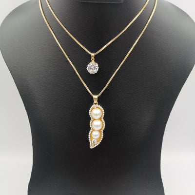 Pea Pearl Double Layer Necklace - Golden and Silver - Offer Hunts