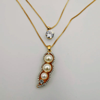 Pea Pearl Double Layer Necklace - Golden and Silver - Offer Hunts