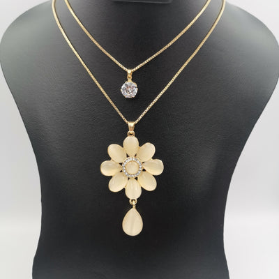 Flower Crystal Double Layer Necklace - Offer Hunts