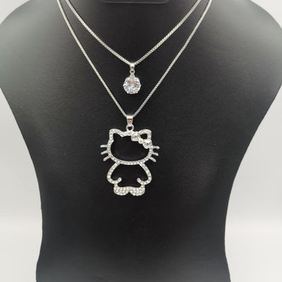Hello Kitty Editions Double Layer Necklace - Golden and Silver - Offer Hunts