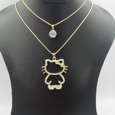 Hello Kitty Editions Double Layer Necklace - Golden and Silver - Offer Hunts