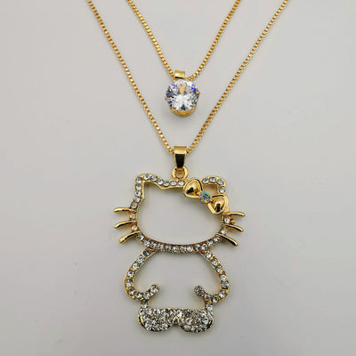 Hello Kitty Editions Double Layer Necklace - Golden and Silver - Offer Hunts