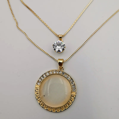 Round Mother of Pearl Double Layer Necklace - Offer Hunts
